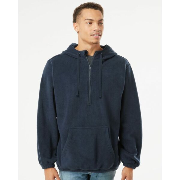 Men's Polar Fleece Quarter-Zip Hooded Pullover Thumbnail