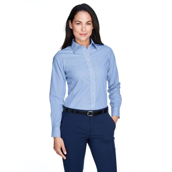 Women's Crown Collection® Banker Stripe Woven Dress Shirt Thumbnail