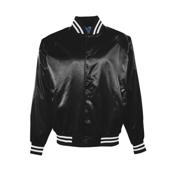 3610 Satin Baseball Jacket Striped Trim Thumbnail